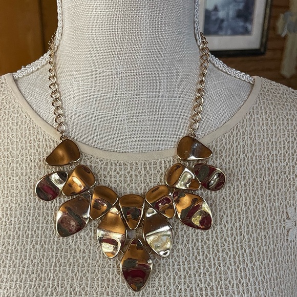 Natasha Couture Jewelry - Signed Natasha Couture Gold Tone Statement Bib Necklace